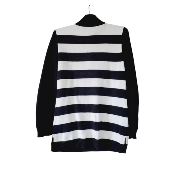 Striped Black and White Women's Sweater - Picture 2 of 8